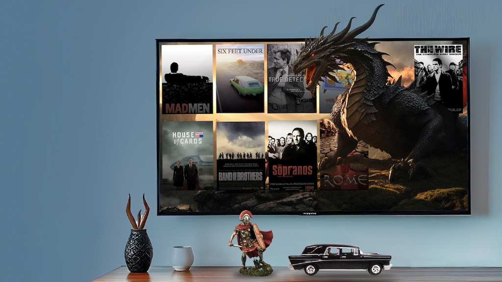 Fotoarte ilustrativa de varias series, entre ellas: Los Sopranos, House of Cards, Six Feet Under, Rome, etc