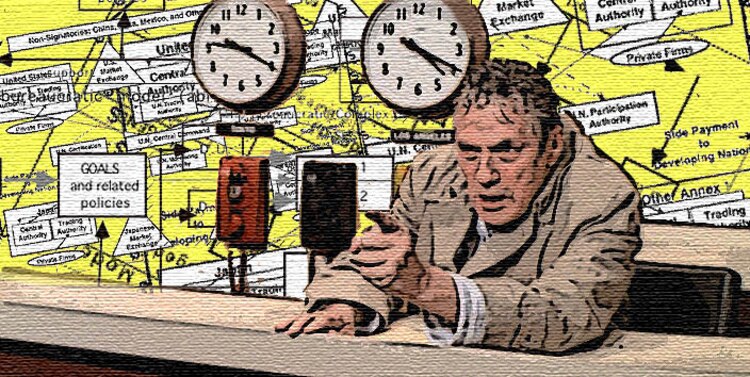 Una ilustración alusiva a la película 'Network' de Sidney Lumet.