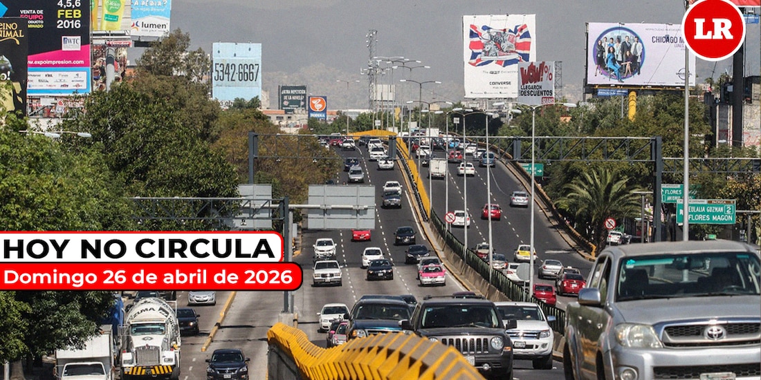 Revisa cómo aplica el Hoy No Circula este domingo 26 de abril de 2026.