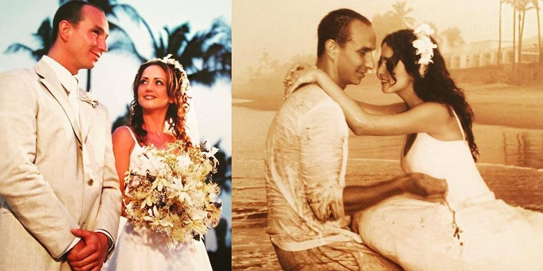 Andrea Legarreta y Erik Rubín durante su boda.