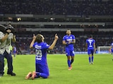 Santiago Giménez celebra el gol con el que Cruz Azul derrotó al Pachuca en las semifinales del Guard1anes 2021 el pasado 22 de mayo.