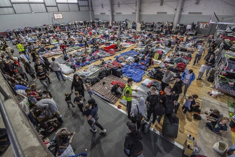 Refugiados ucranianos en un albergue de Tijuana, el miércoles pasado.