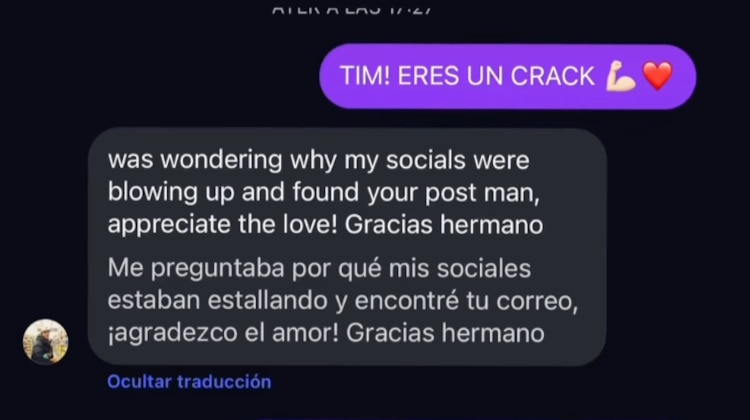 Así reaccionó Tim Payne tras enterarse que se volvió viral