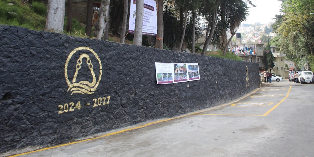 El nuevo muro perimetral del Jardín de Niños C.A.S.I. Huayatla garantiza la seguridad de los alumnos.