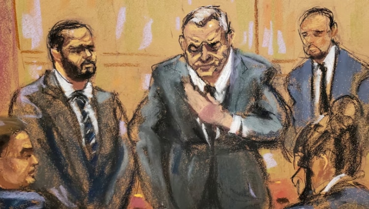 Genaro García Luna, en un sketch judicial de una audiencia en EU.