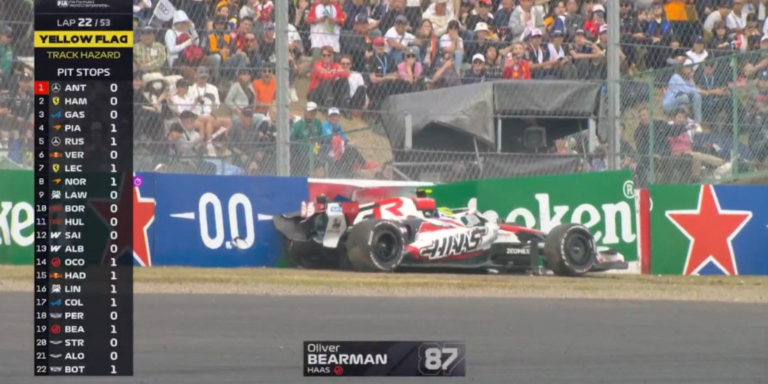 Oliver Bearman se impactó con el muro de contención.