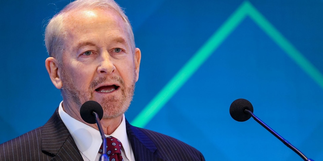Ronald Johnson, embajador de Estados Unidos en México, durante la Asamblea General de Socios de la American Chamber, el 18 de marzo de 2026.