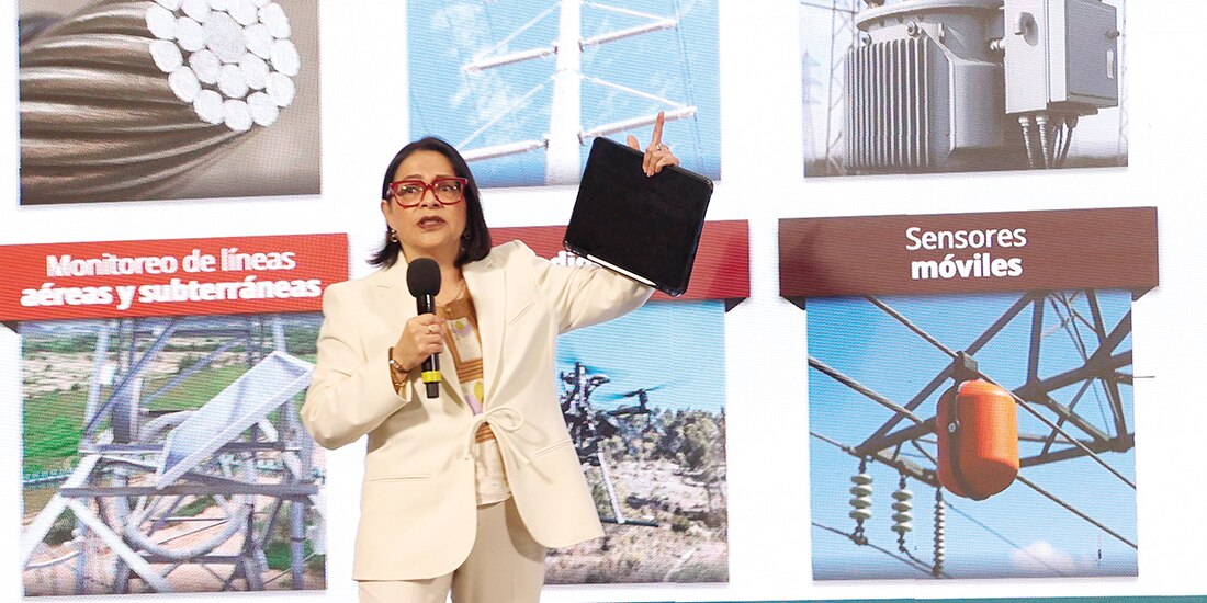 Emilia Esther Calleja Alor, directora de la CFE, ayer, en conferencia de prensa.