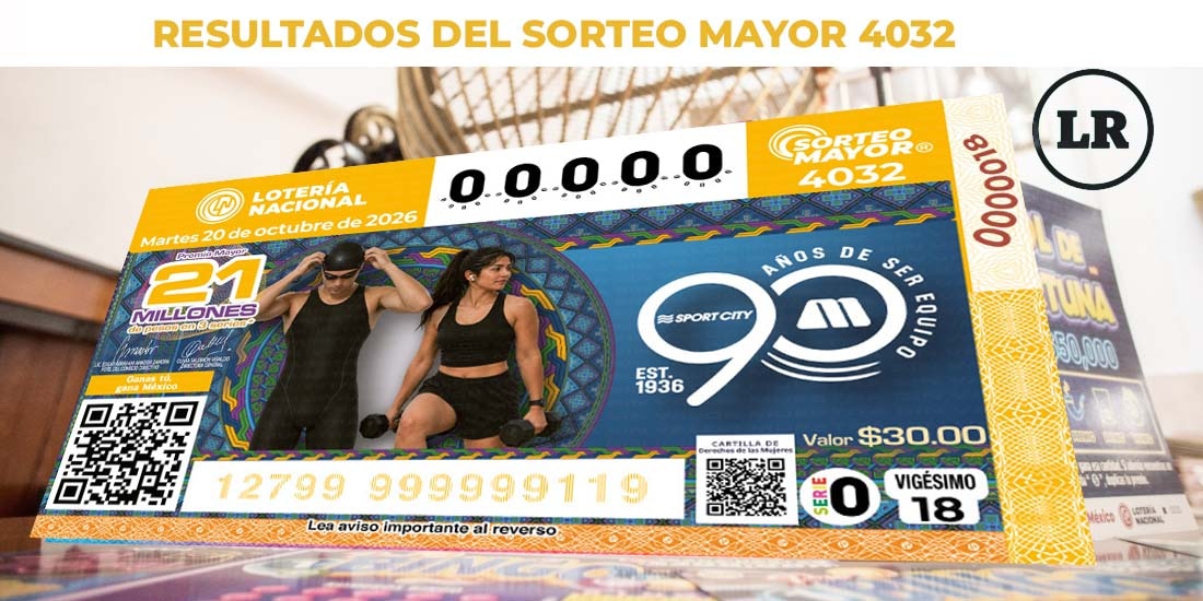 Resultados Sorteo Mayor 4032 del 20 de octubre de 2026 de Lotería Nacional.