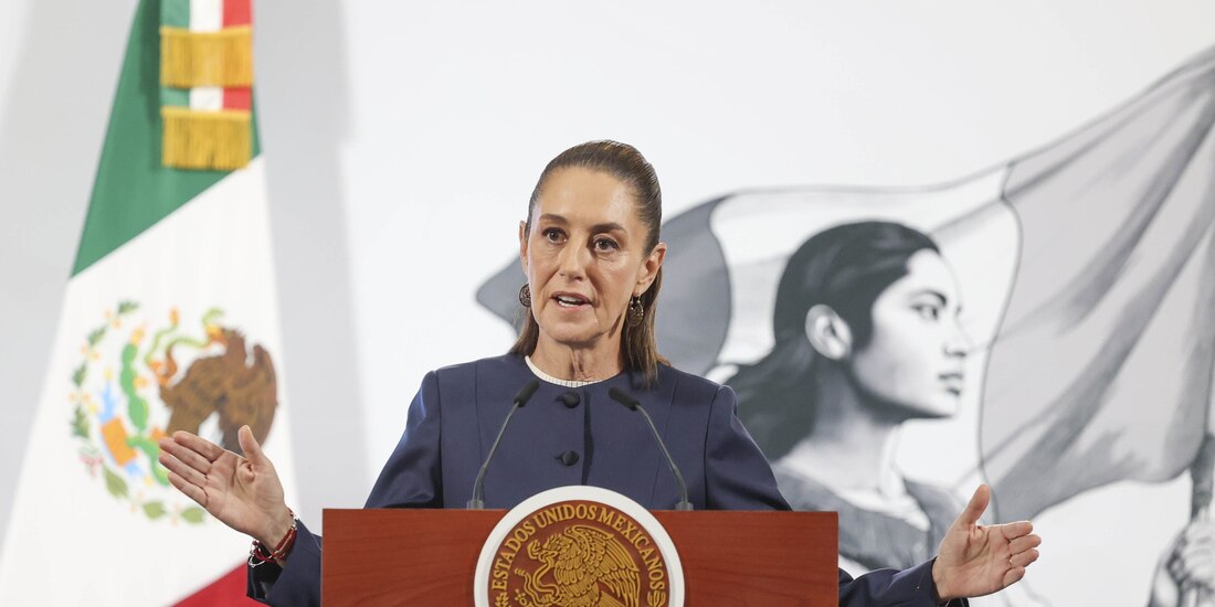 La Presidenta Claudia Sheinbaum, ayer, en conferencia de prensa.