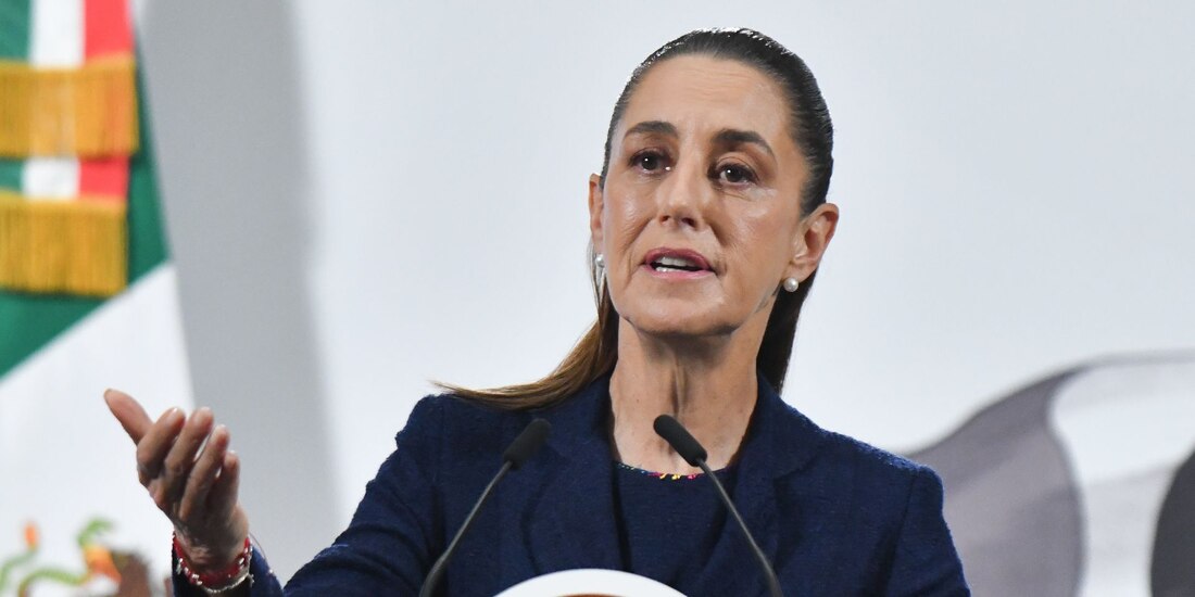 Claudia Sheinbaum, Presidenta de México, durante su intervención en la conferencia matutina realizada en Palacio Nacional