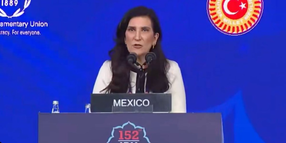 Kenia López durante la 152ª Asamblea de la Unión Interparlamentaria