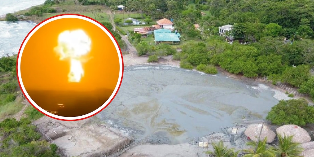 Erupción de volcán de lodo en Colombia