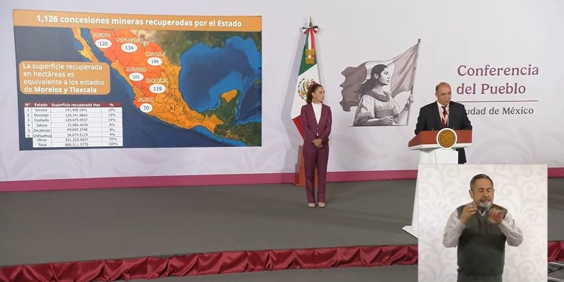 Explicación en Palacio Nacional sobre las concesiones mineras en México.