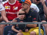 Checo Pérez consuela a pequeño niño preocupado por él