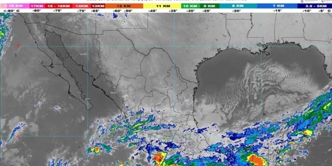 Sus bandas nubosas ocasionan lluvias intensas en Guerrero, y muy fuertes en Michoacán