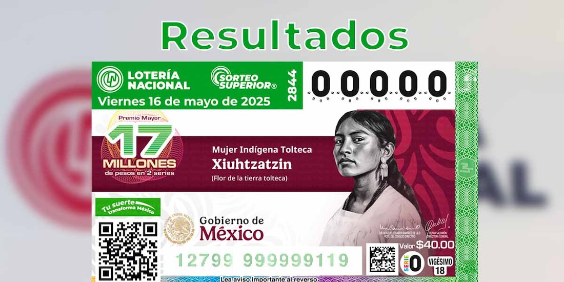 Resultados del Sorteo Superior 2844 del 16 de mayo del 2025.