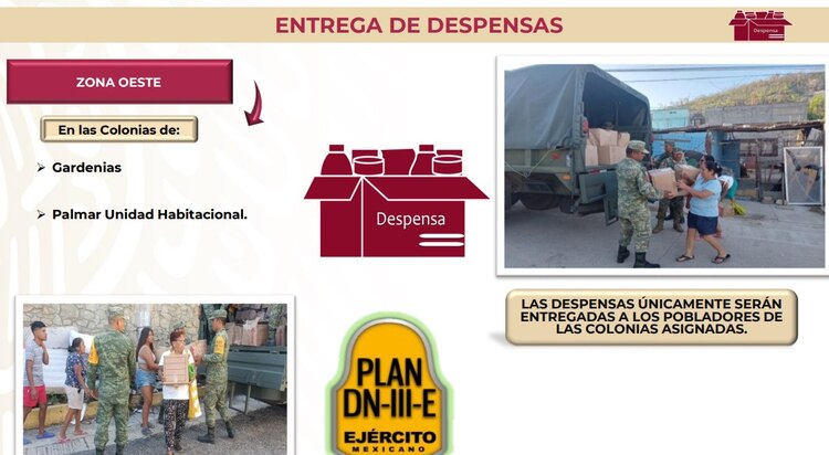 Entrega de canastas básicas en Acapulco.