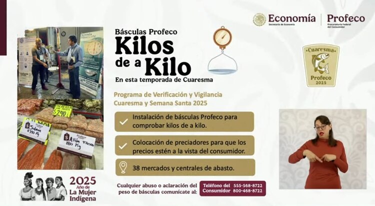 Profeco iniciará programa 'Kilos de a Kilo' durante Cuaresma.