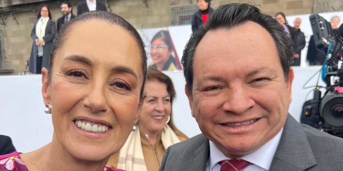 El gobernador de Yucatán, Joaquín Díaz Mena, y la Presidenta Claudia Sheinbaum.