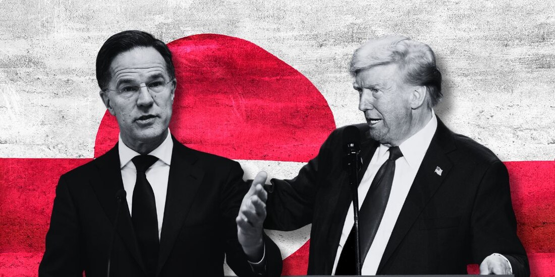 Mark Rutte, secretario General de la OTAN (izq.), habló con el presidente de EU, Donald Trump (der.), sobre el tema de Groenlandia.