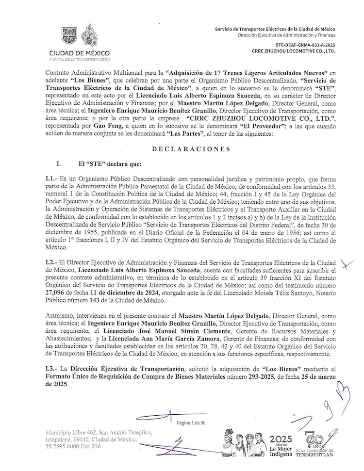 EL CONTRATO incluye el diseño y fabricación de 17 trenes.