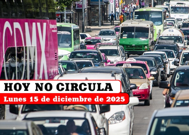 Revisa aquí cómo aplica el Hoy No Circula este lunes 15 de diciembre de 2025 en la Ciudad de México y el Estado de México.