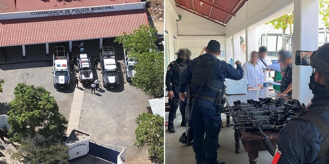 Fiscalía de Oaxaca desarma a policías de Santa Cruz Huatulco.