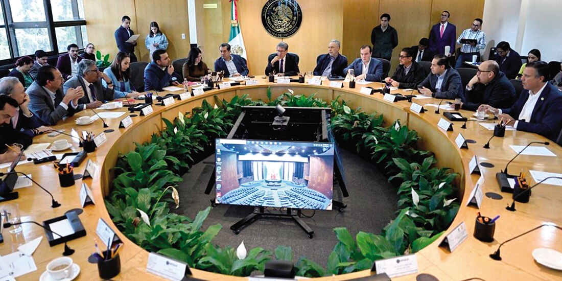 Reunión de la Jucopo de la Cámara de Diputados, ayer.