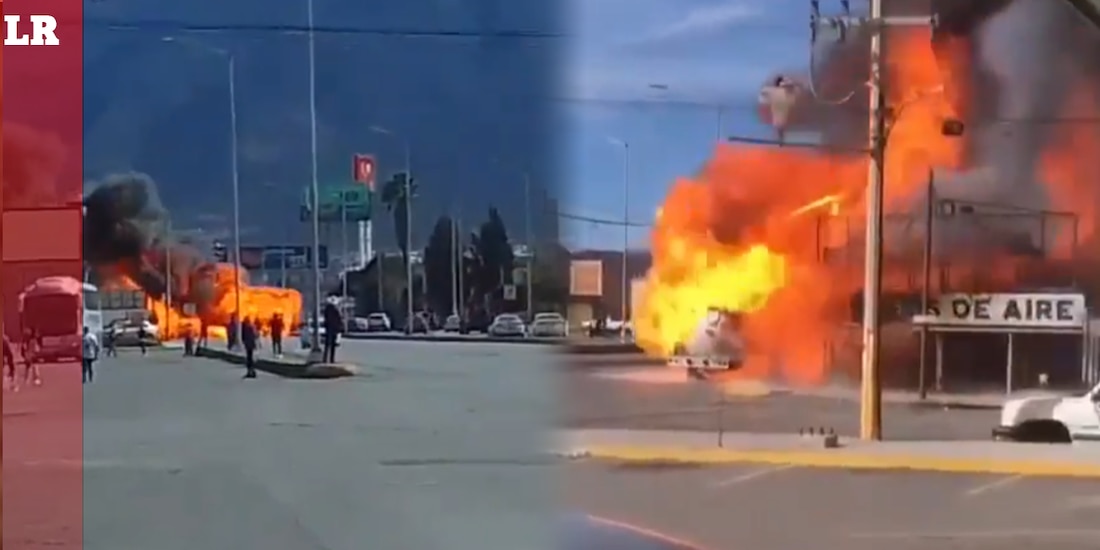 Así ocurrió el incendió que consumió la pipa en Saltillo, Coahuila.