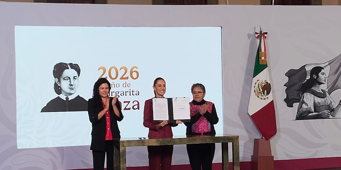 Sheinbaum junto a Luisa María Alcalde y Raquel Buenrostro.