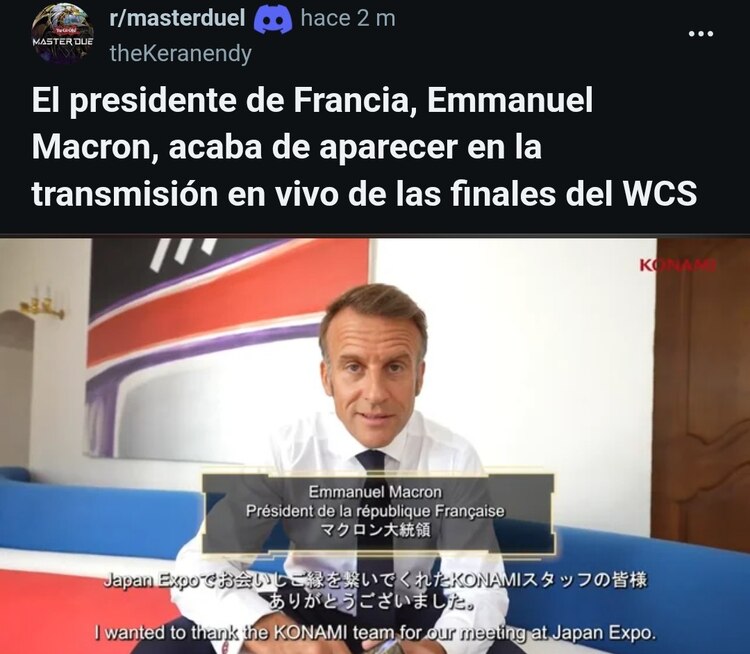 Emmanuel Macron levanta un "Blue-Eyes White Dragon" en la inauguración del torneo y desata una ola de memes y elogios en redes.