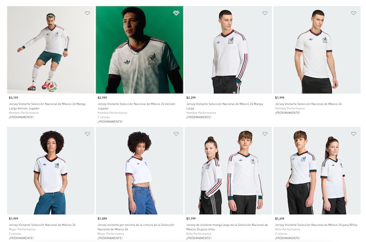 Estos son los precios de la playera de México.