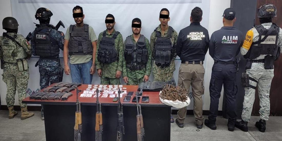 Arresto de presuntos delincuentes en Chiapas.