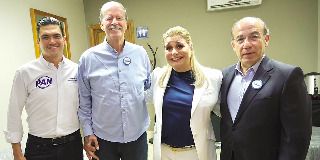 DE IZQ. a der.: Jorge Romero, Vicente Fox, Maru Campos y Felipe Calderón, el sábado.