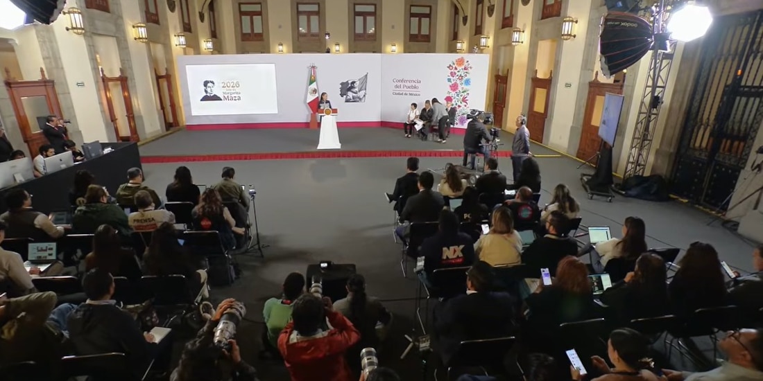 Conferencia de Claudia Sheinbaum Pardo este lunes en Palacio Nacional.