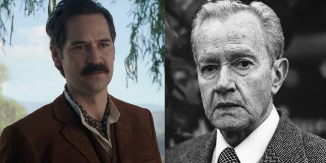 Pedro Páramo de la película de Netflix y del lado derecho aparece Juan Rulfo, escritor de la novela en la que se basa la cinta