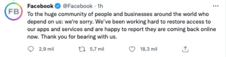 Este 4 de octubre se registró una falla en Facebook, WhatsApp e Instagram que afectó a millones de usuarios a nivel global