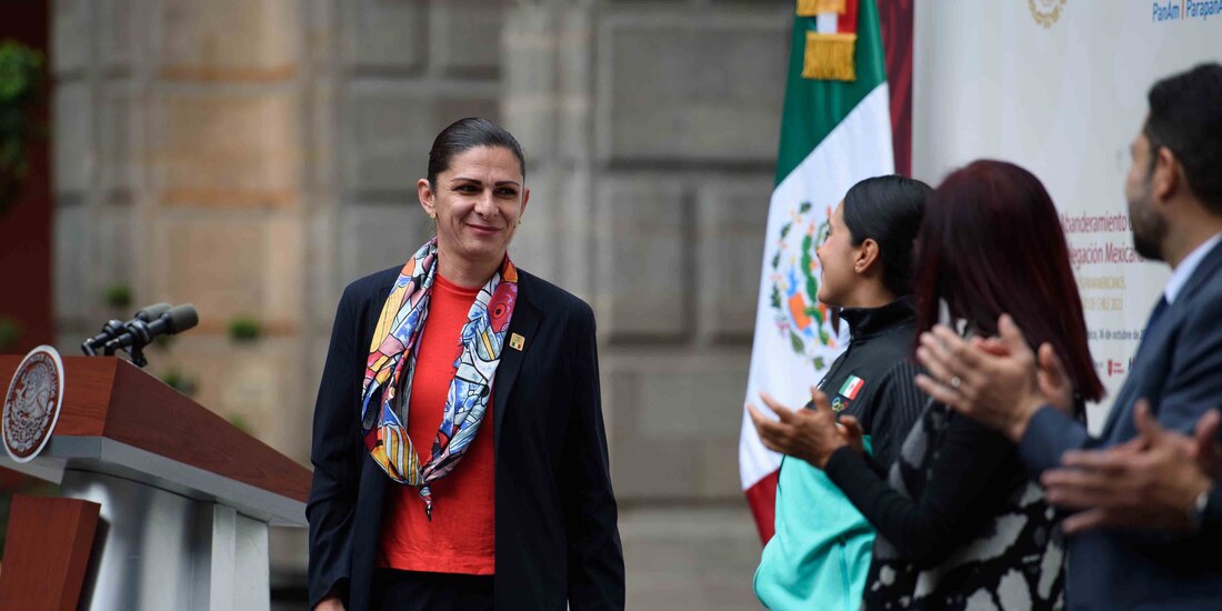 Ana Gabriela Guevara, titular de la Conade, en Palacio Nacional en octubre del año pasado.