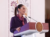 La Presidenta Claudia Sheinbaum Pardo durante la Mañanera del Pueblo