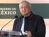 El presidente Andrés Manuel López Obrador, durante su discurso en Linares, Nuevo León.