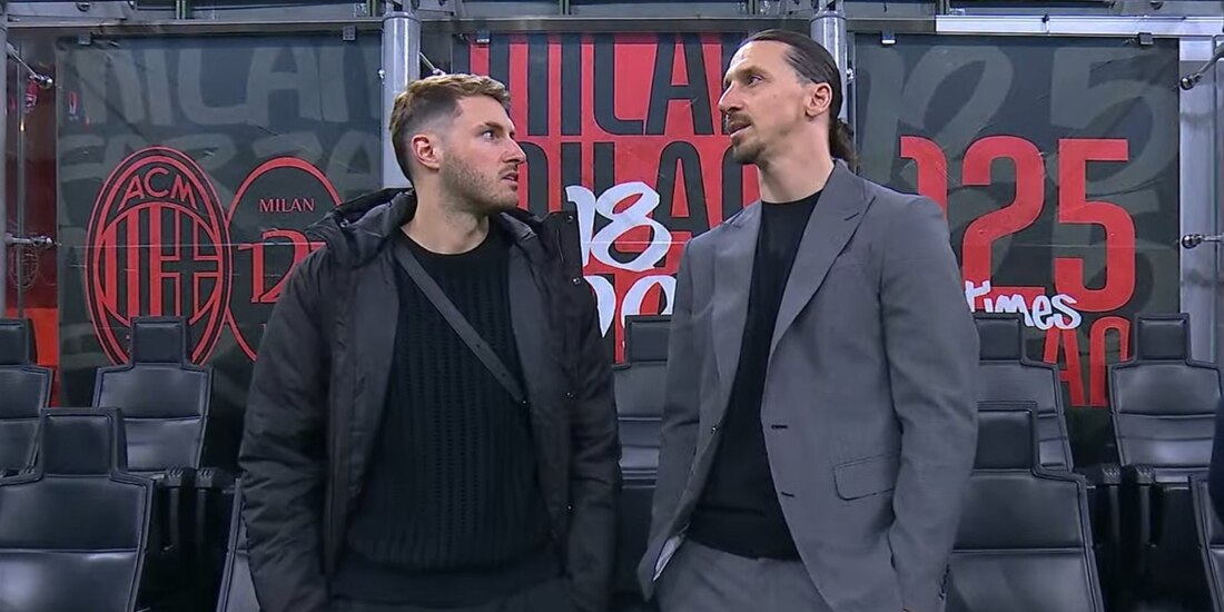 Santiago Giménez y Zlatan Ibrahimovic previo al duelo entre Milan e Inter