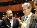 DE IZQ. a der.: Arturo Ávila, Ricardo Monreal y Sergio Gutiérrez Luna, ayer, tras finalizar la primera sesión ordinaria.