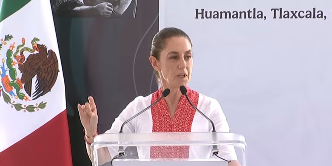Claudia Sheinbaum, en un evento desde Huamantla, Tlaxcala.