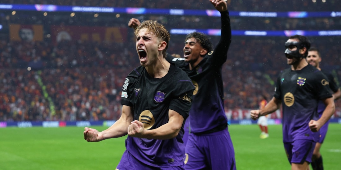 Fermín López celebra su anotación frente al Galatasary.