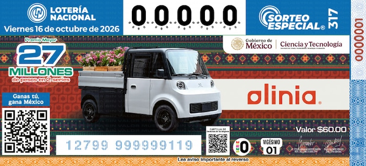 El Sorteo Especial 317 de la Lotería Nacional está dedicado a Olinia.