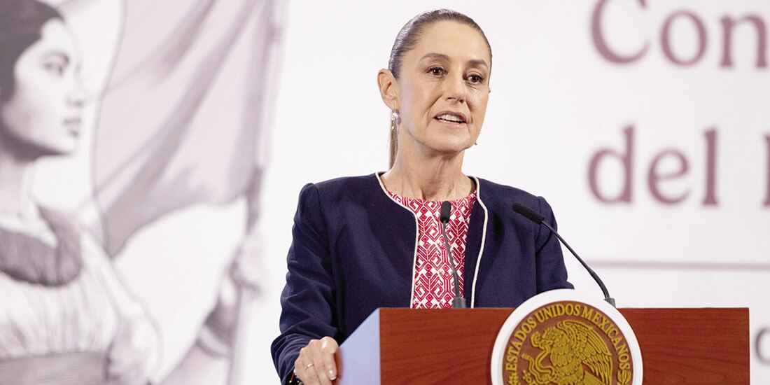 La presidenta Claudia Sheinbaum, ayer, en conferencia.
