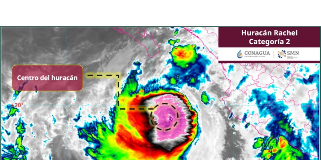 Huracán Rachel se intensifica