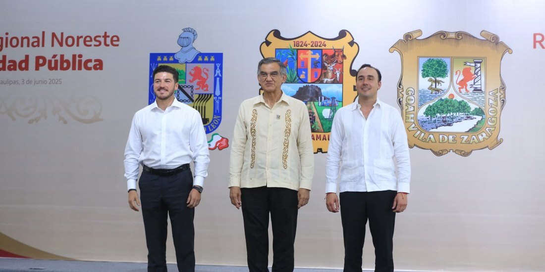 Tamaulipas, Nuevo León y Coahuila acuerdan reforzar seguridad fronteriza e interestatal.
