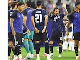 futbolistas argentinos tras el juego ante Jordania, el sábado 27 de junio.